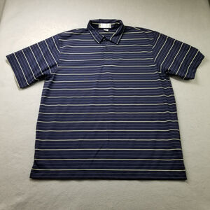 IL Migliore Polo Shirt Mens Size 2XL Blue Striped Golf Logo Short Sleeve Stretch